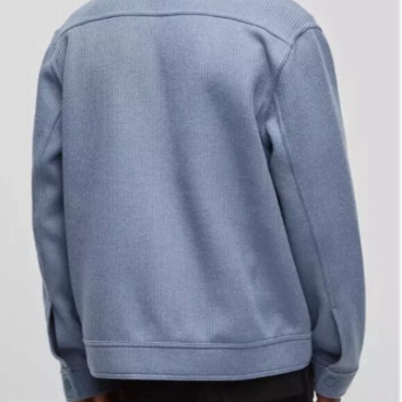 Mode of One Mens Long Sleeve Knit Trucker Jacket Blue Asphalt Size L - Picture 2 of 7